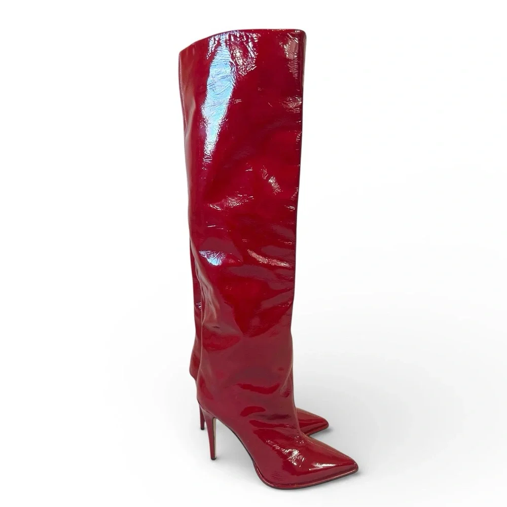 Tamara Mellon Trinity Patent Red Knee High Boots